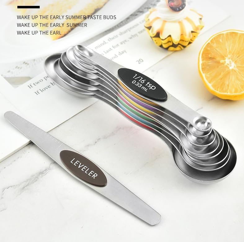 Magnetic Measuring Spoons Set of 9 Perfect for Precision Cooking and Baking Effortlessly Measure Ingredients