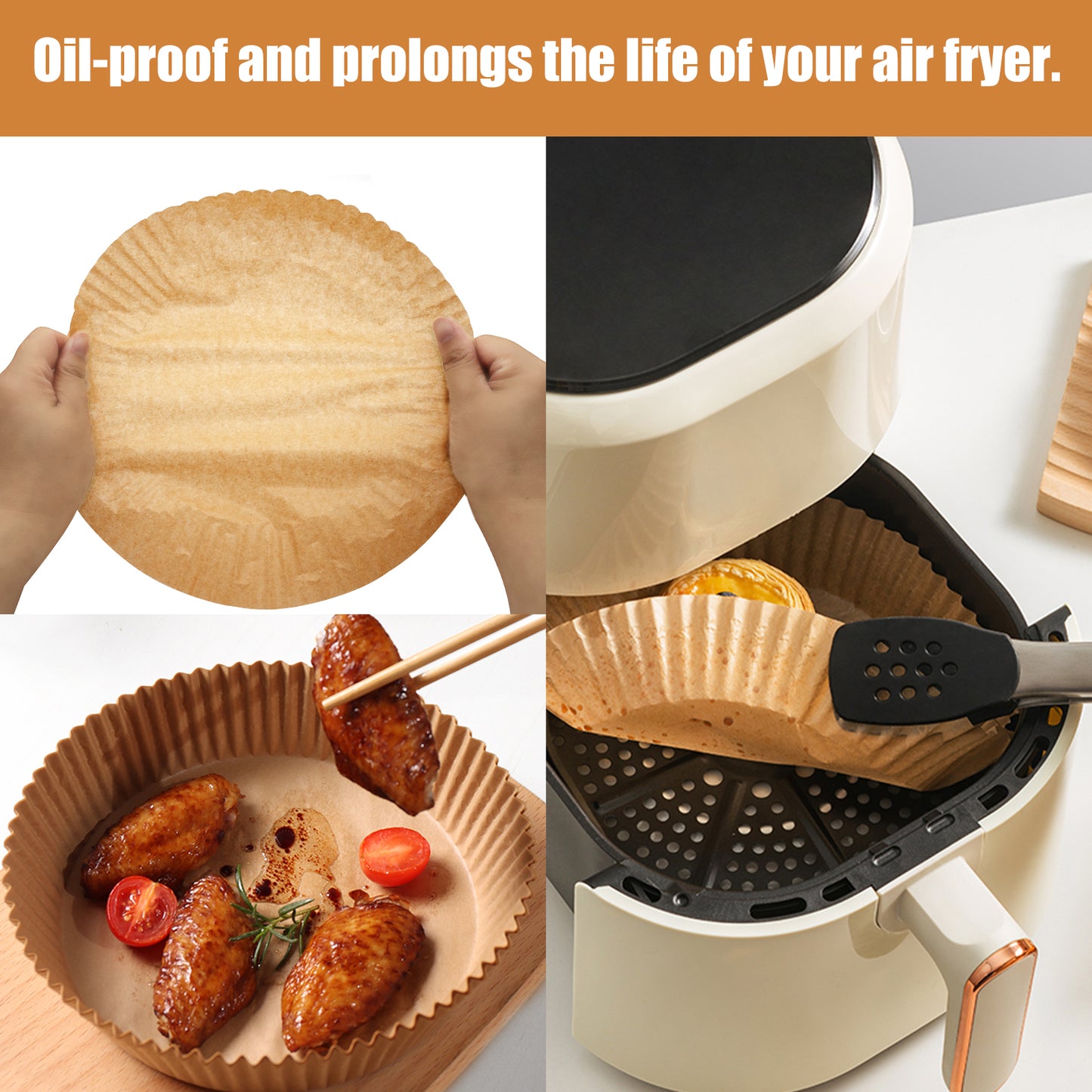 Air Fryer Disposable Paper 100 Pcs 6.3inch Round Non-Stick Prime Oil-proof Parchment Liners Cooking Paper for Fryers Basket Frying Pan Microwave Oven