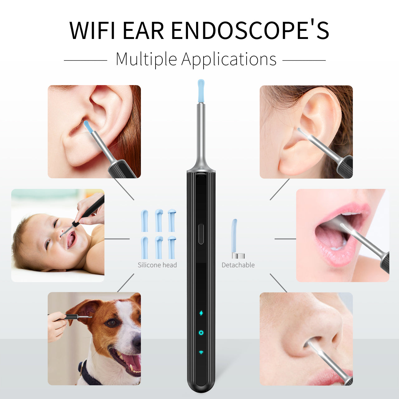 Ear Wax Removal Ear Wax Camera 1080P FHD Earwax Cleaner Set Wireless Ear Wax Removal Tool with 6 LED Light for Kids, Adults,Pets(New Version)