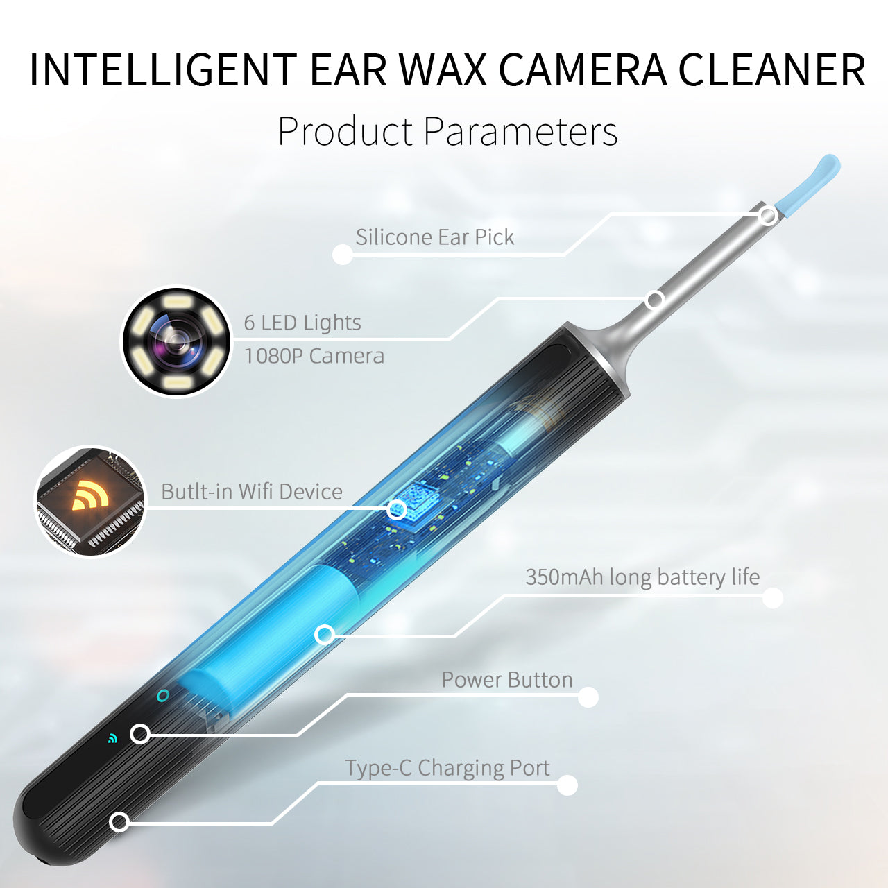 Ear Wax Removal Ear Wax Camera 1080P FHD Earwax Cleaner Set Wireless Ear Wax Removal Tool with 6 LED Light for Kids, Adults,Pets(New Version)